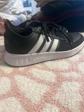 adidas ortholite Black Sneakers with White Stripes